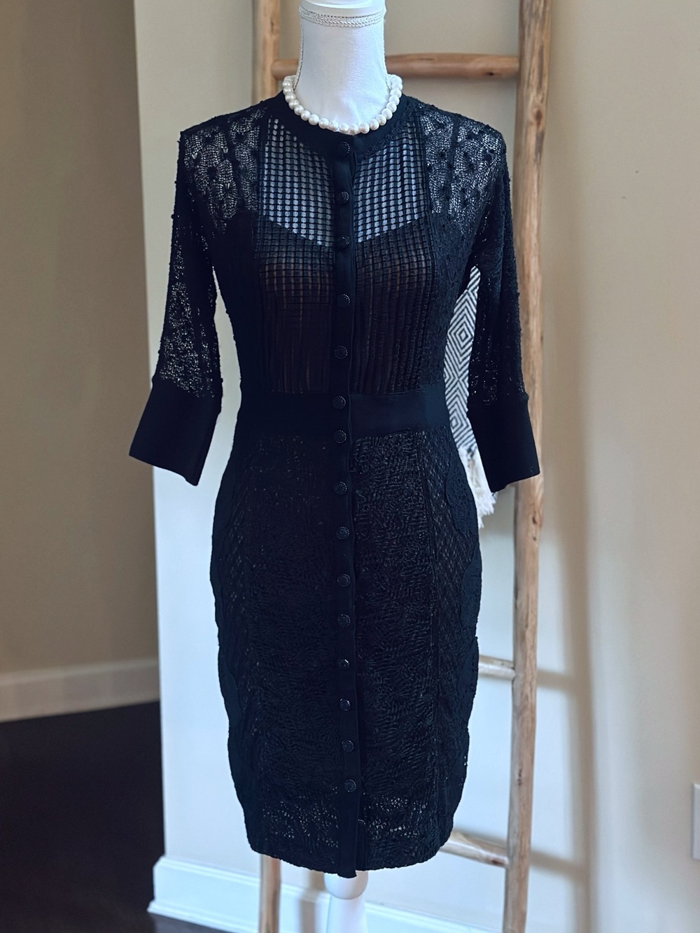 Black Lace Button-Front Women's Dress / Inside shaper Brand new